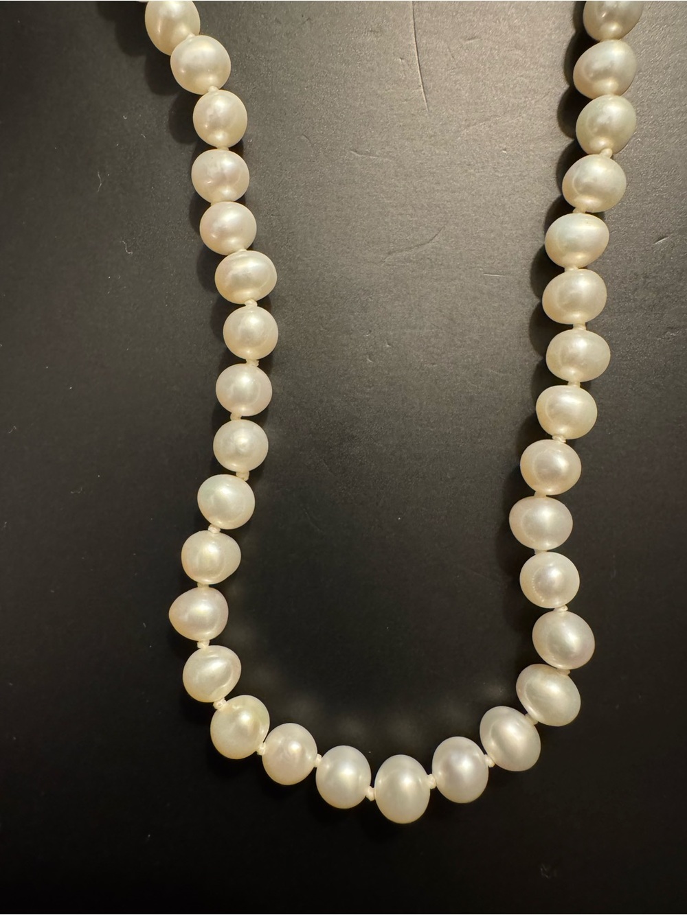 Genuine Cultured Pearl Necklace - 18” - Hand Knotted - 10K Gold - JCM Clasp